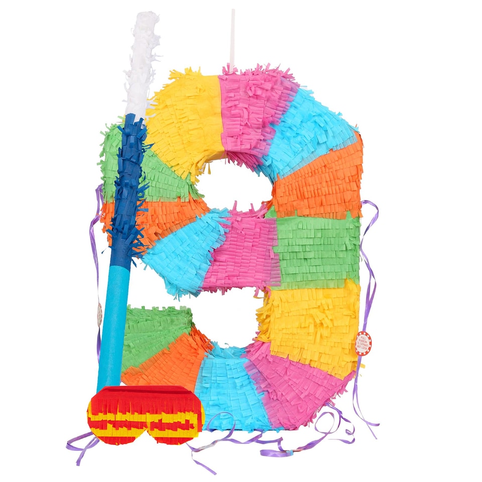 image 1 of Fax Potato Number 9 Pinata Set with Stick & Blindfold - Blue Stick