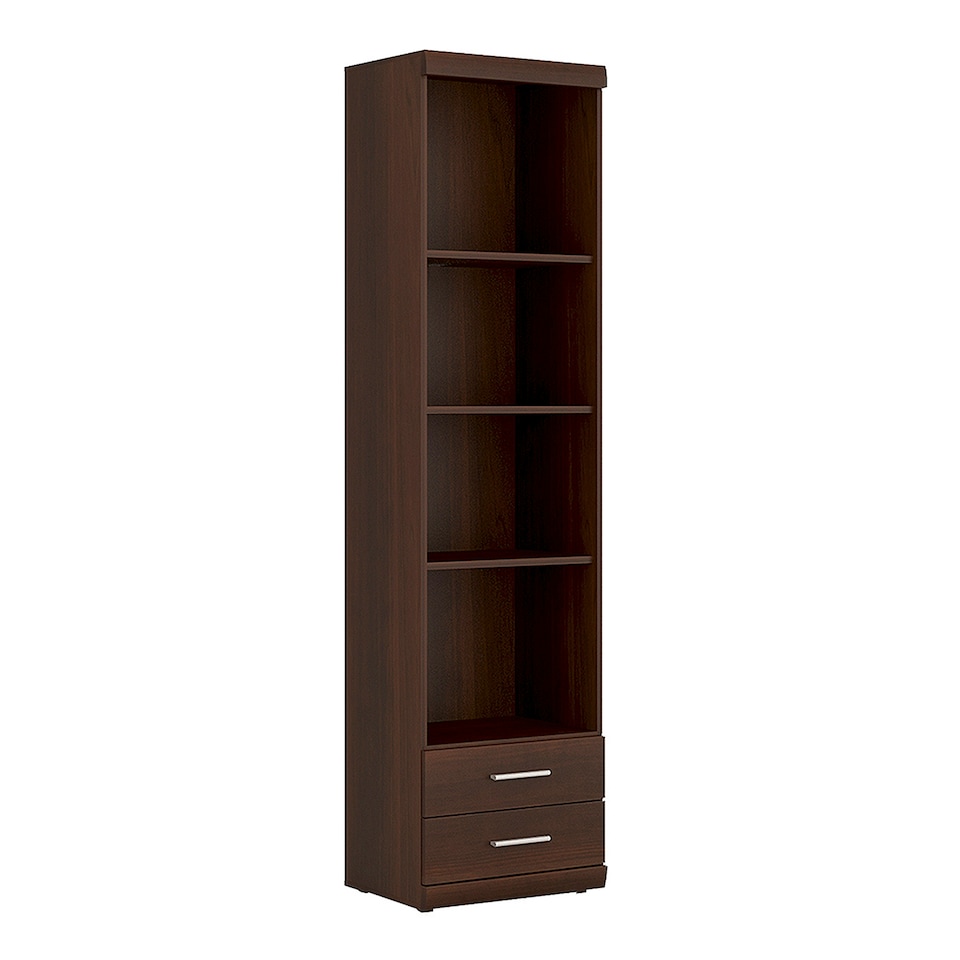 image 1 of Imperial Tall 2 Drawer Narrow Cabinet with Open Shelving in Dark Mahogany Melamine