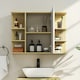 image 6 of HOMCOM Bathroom Wall Cabinet with Mirror and Open Storage Shelves Natural | Brown