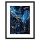 image 1 of Abstract Dark Blue Gold Fluid Paint Bathroom 9x7" Black Framed Wall Art Print