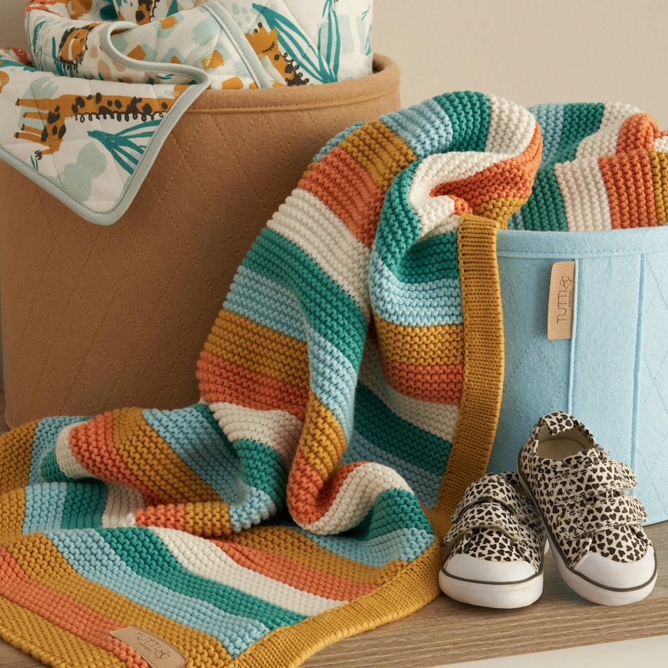 image 1 of Tutti Bambini Chunky Knitted Baby Blanket - Run Wild