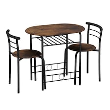 3 Pcs Dining Table 2 Chairs Set Kitchen Breakfast Furniture Compact Space Saving | Multi | Rustic Brown
