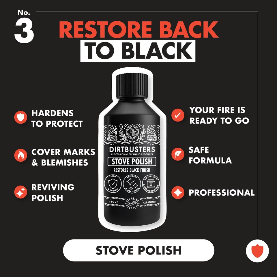 image 1 of Dirtbusters Black Stove Polish for Log Burners & Grates  Fume & Odour Free Alternative to Stove Paint (250ml)