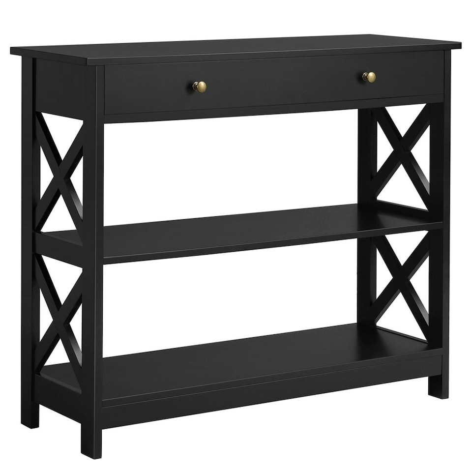 image 1 of Yaheetech Wooden Console Table with 1 Drawer and 2 Open Shelves