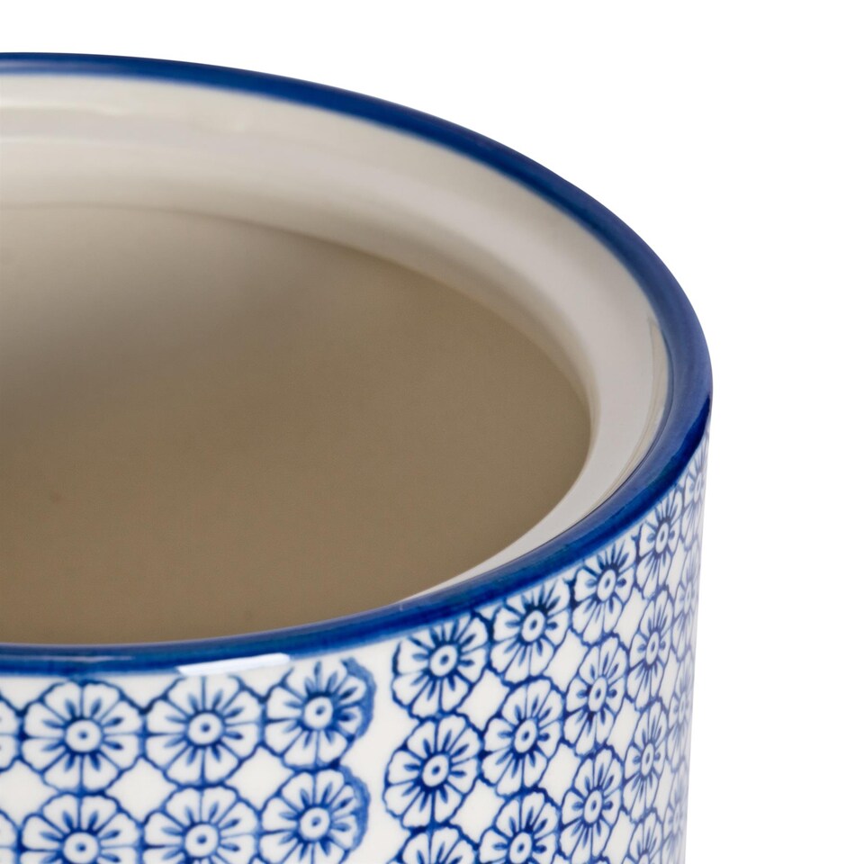 image 1 of Nicola Spring Hand-Printed Kitchen Canister - 15.5cm - Navy | Blue | Blue