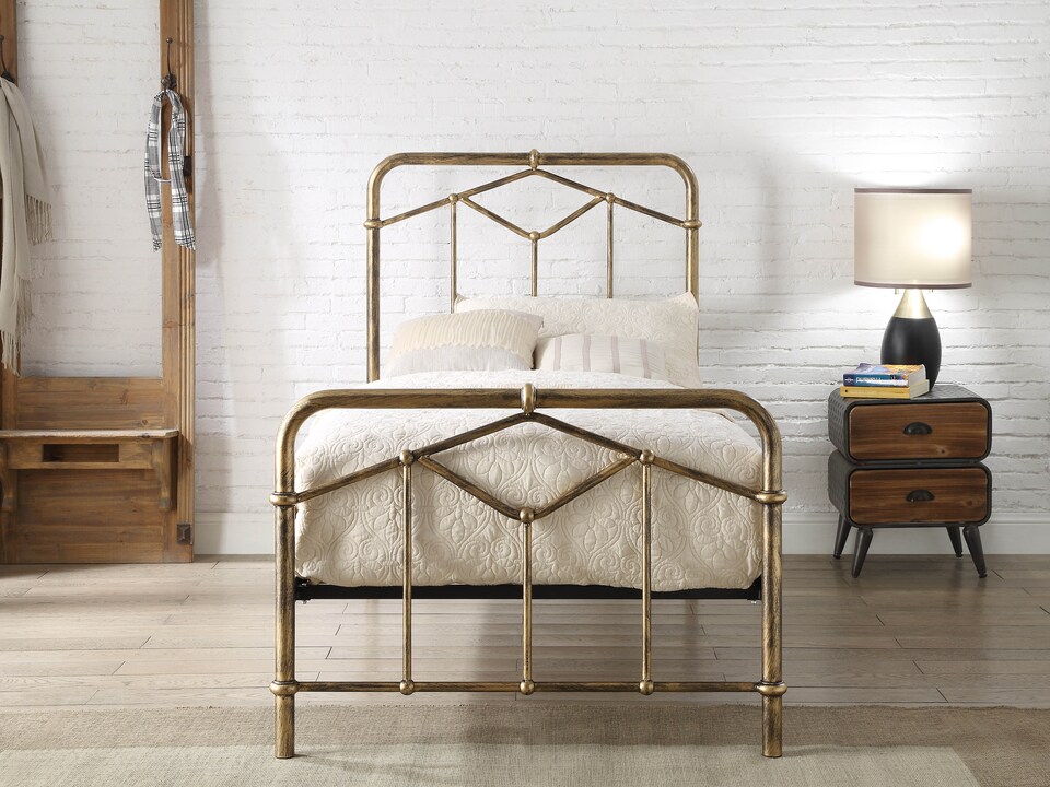 image 1 of 3ft Single Retro bed frame,antique bronze,metal.Rustic,industrial tubular | Bronze | Single