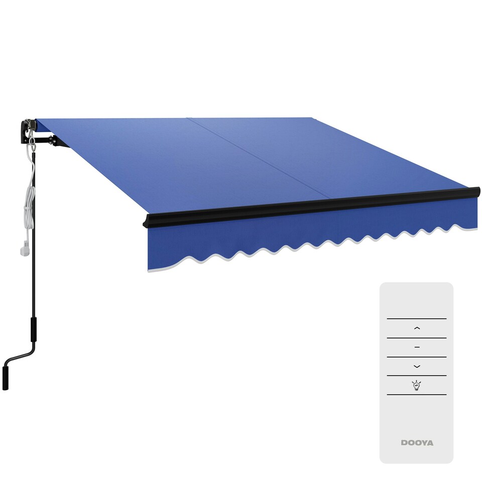 image 1 of Outsunny 2.5x2m Electric Awning w/ LED Light & Remote, Blue Blue