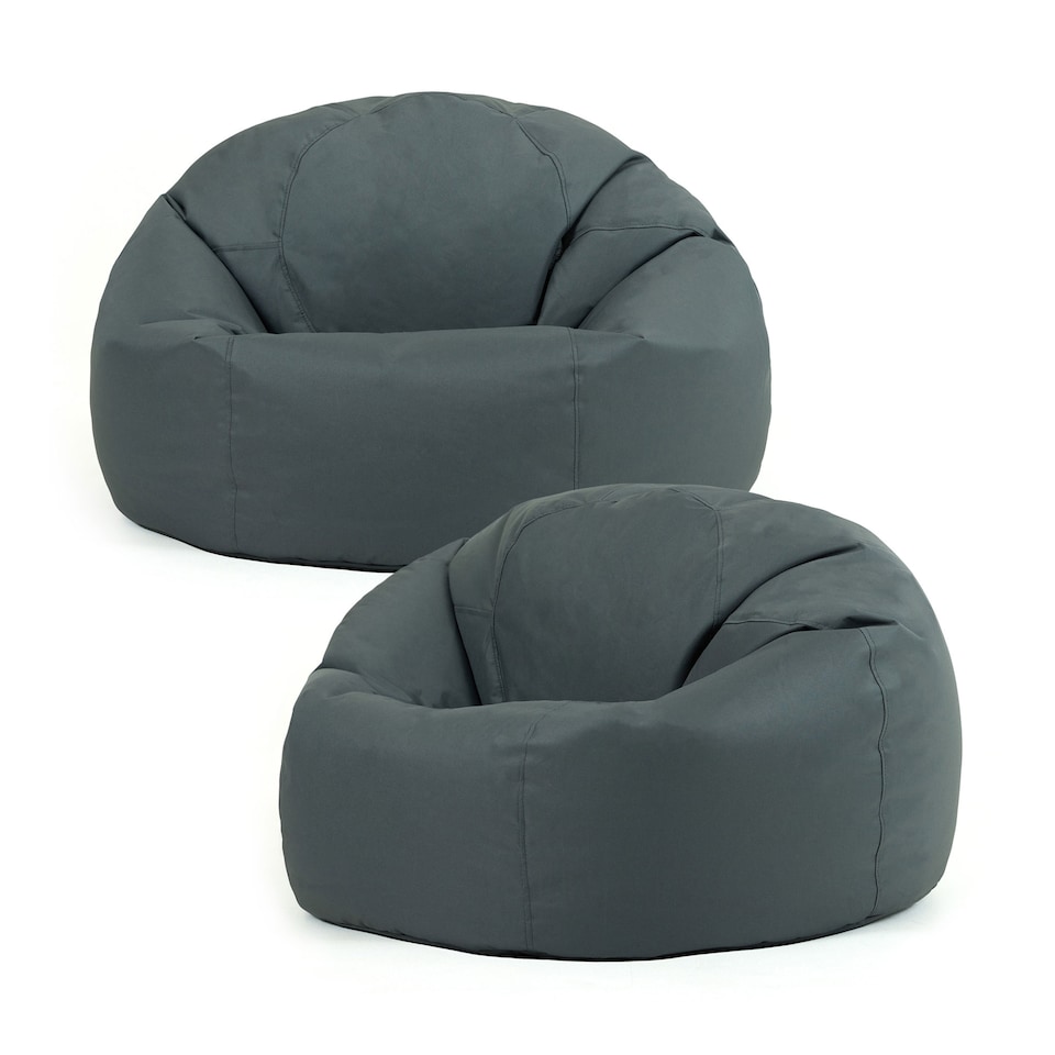 image 1 of Adult Classic Beanbag Outdoor Waterproof Bean bags Ready Filled - Slate Grey, 2 Pack