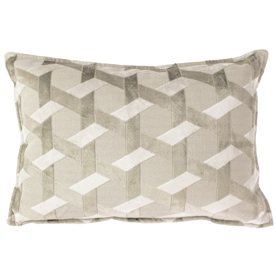 image 1 of Paoletti Delano Velvet Jacquard Cushion, Ivory/Taupe, 40 x 60cm
