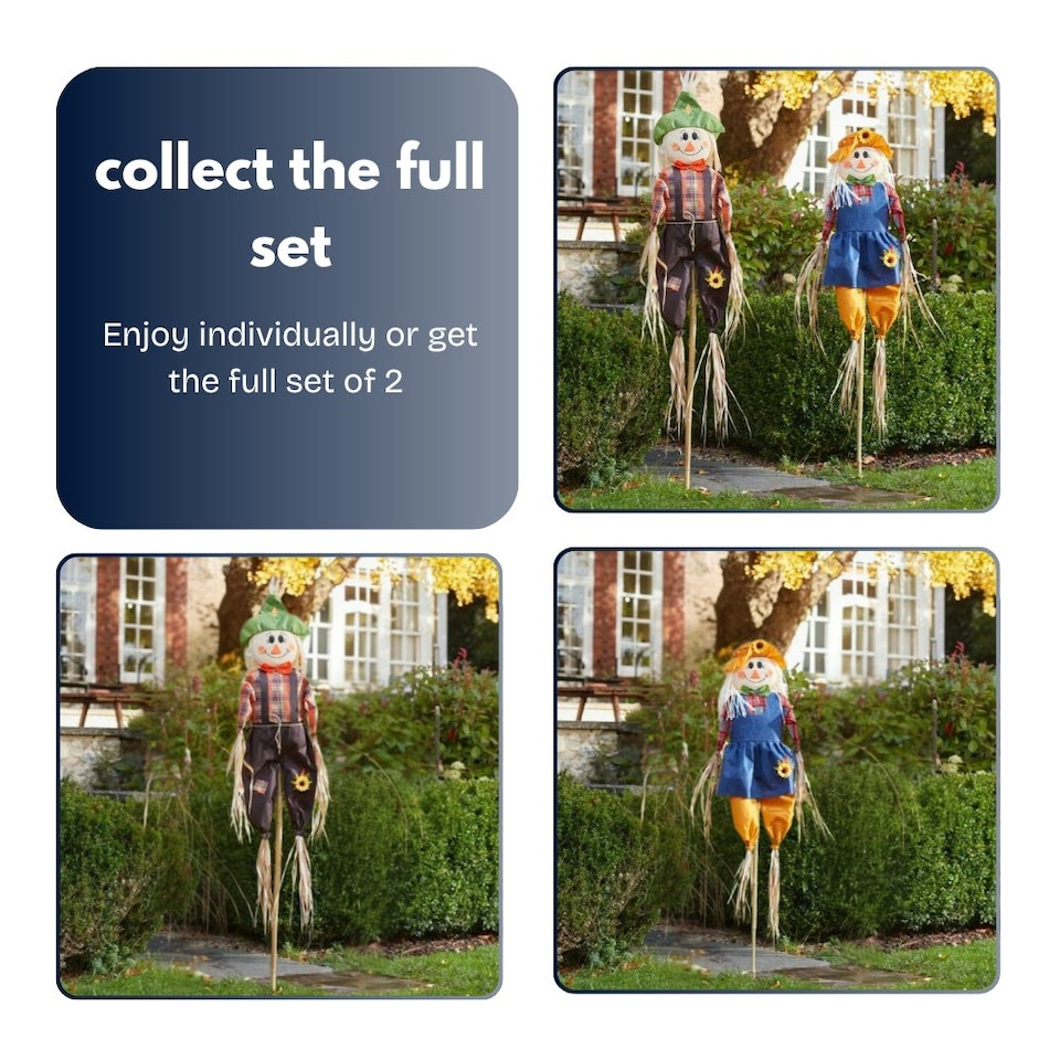 image 1 of Marco Paul 160cm Autumn Boy Scarecrow Garden Stake Halloween Outdoor Decoration