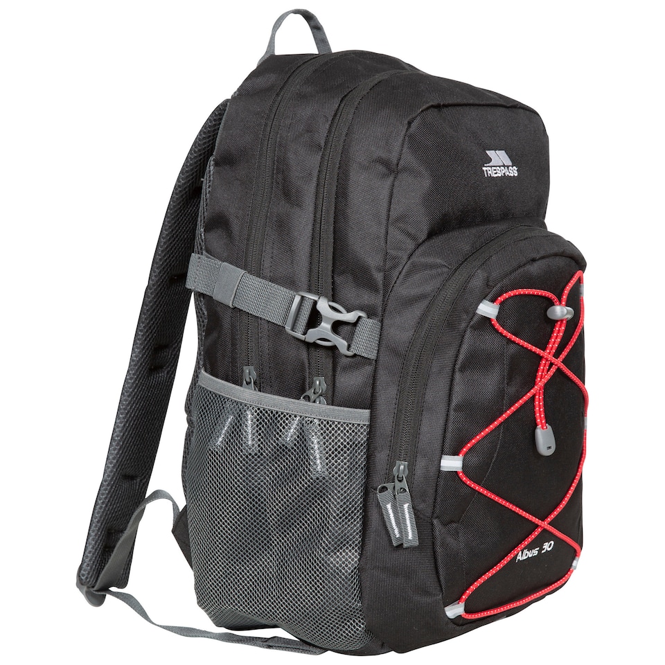 image 1 of Trespass Albus 30 Litre Casual Rucksack/Backpack | Black | Black/Red | One Size | 1
