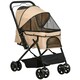 image 1 of PawHut Pet Stroller Dog Foldable Travel Carriage with Reversible Handle, Brown
