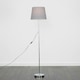 image 3 of ValueLights Charlie Chrome Floor Lamp Grey Taper Shade Grey