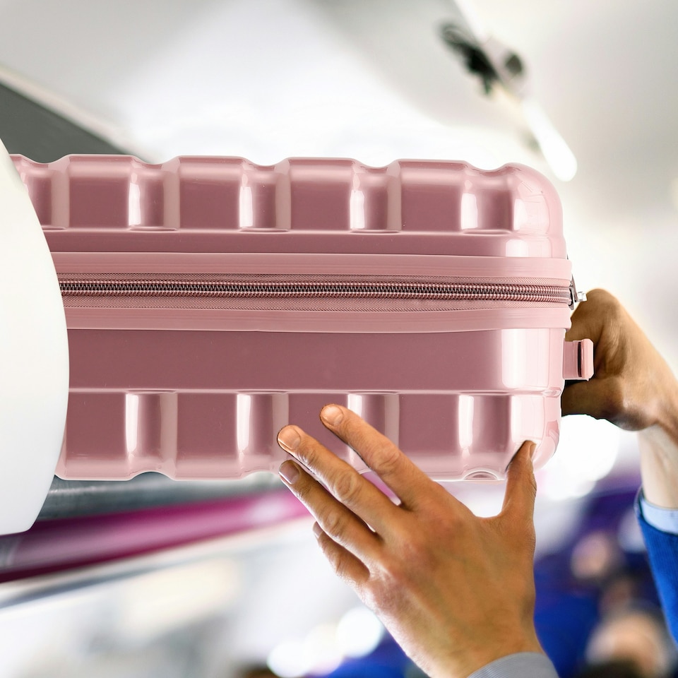 image 1 of Flight Knight 29" Extra Large Suitcase – 20kg Capacity Hard Shell Check-In Luggage with 4 Wheels  100+ Airlines Approved: Ryanair, EasyJet, Jet2, Wizz Air, BA Pink | Rose Gloss | Large