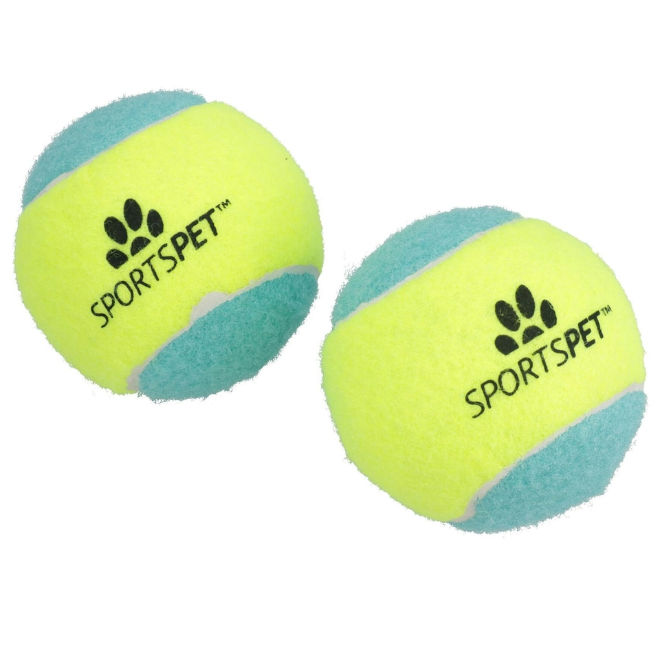 image 1 of 2PK Large Squeaky Tennis Balls Puppy Dog Chuck Fetch Play Time- 8cm