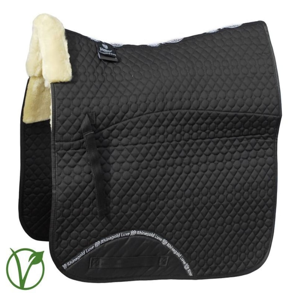 image 1 of Rhinegold Luxe Fur Dressage Saddle Cloth Black | Colour: Black/Black
Size: Cob