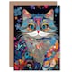 image 1 of Alice in Wonderland Cheshire Cat Trippy Colourful Greeting Card