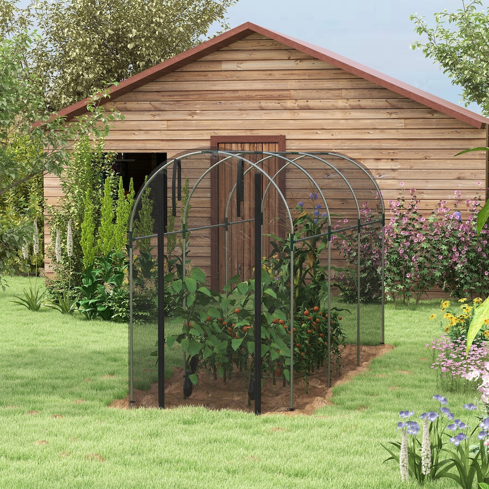 image 1 of Outsunny Fruit Cage, Plant Protection Tent, 1.2 x 3.6 x 1.9m, Black