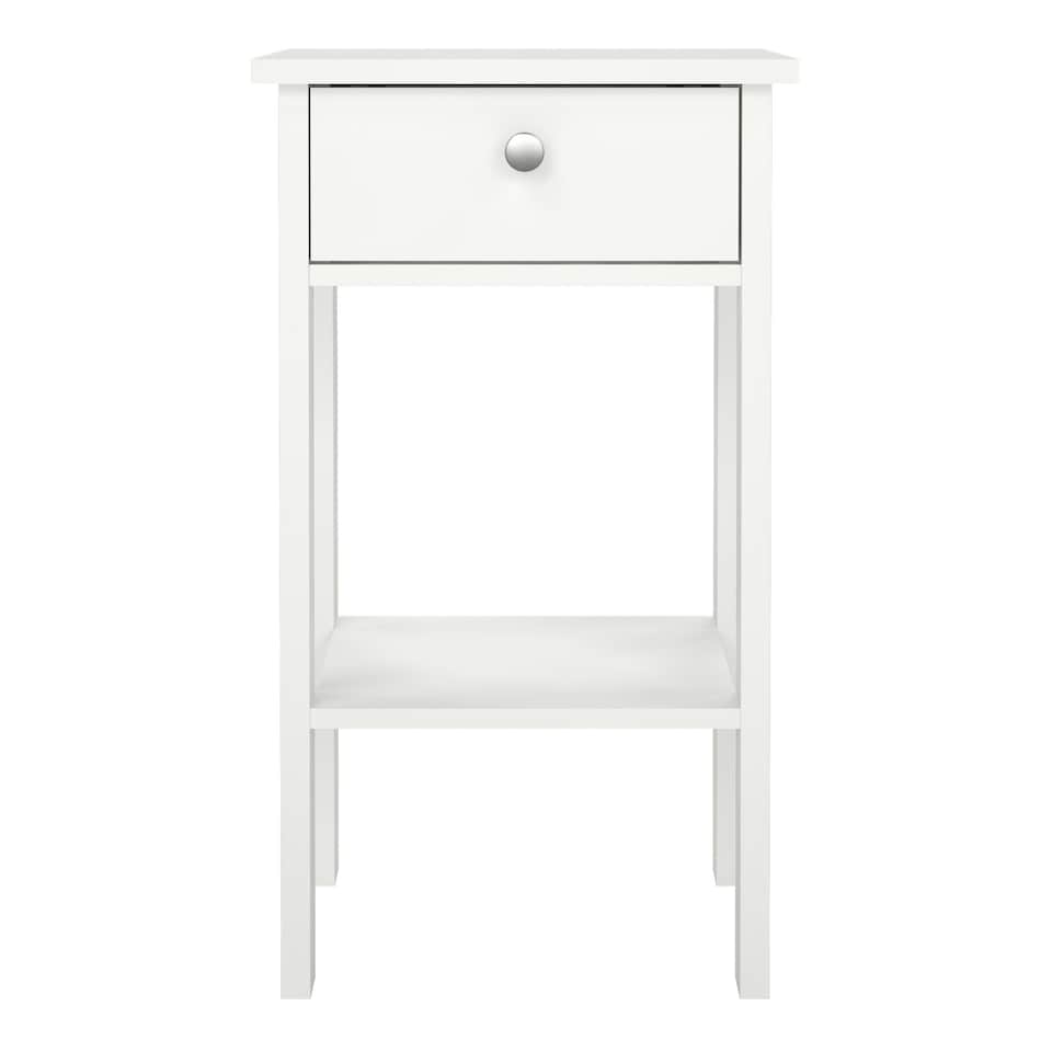 image 1 of Madrid Bedside Table with 1 Drawer in White
