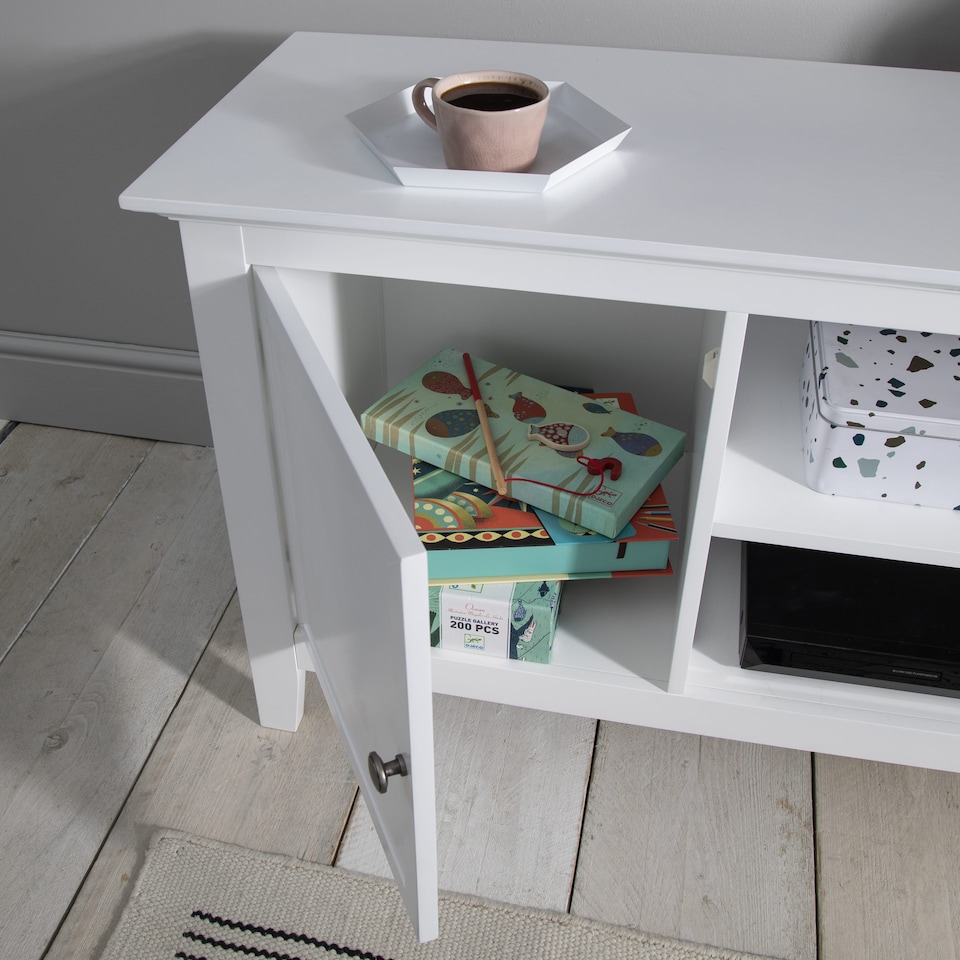 image 1 of Karlstad Low Sideboard with Storage in White