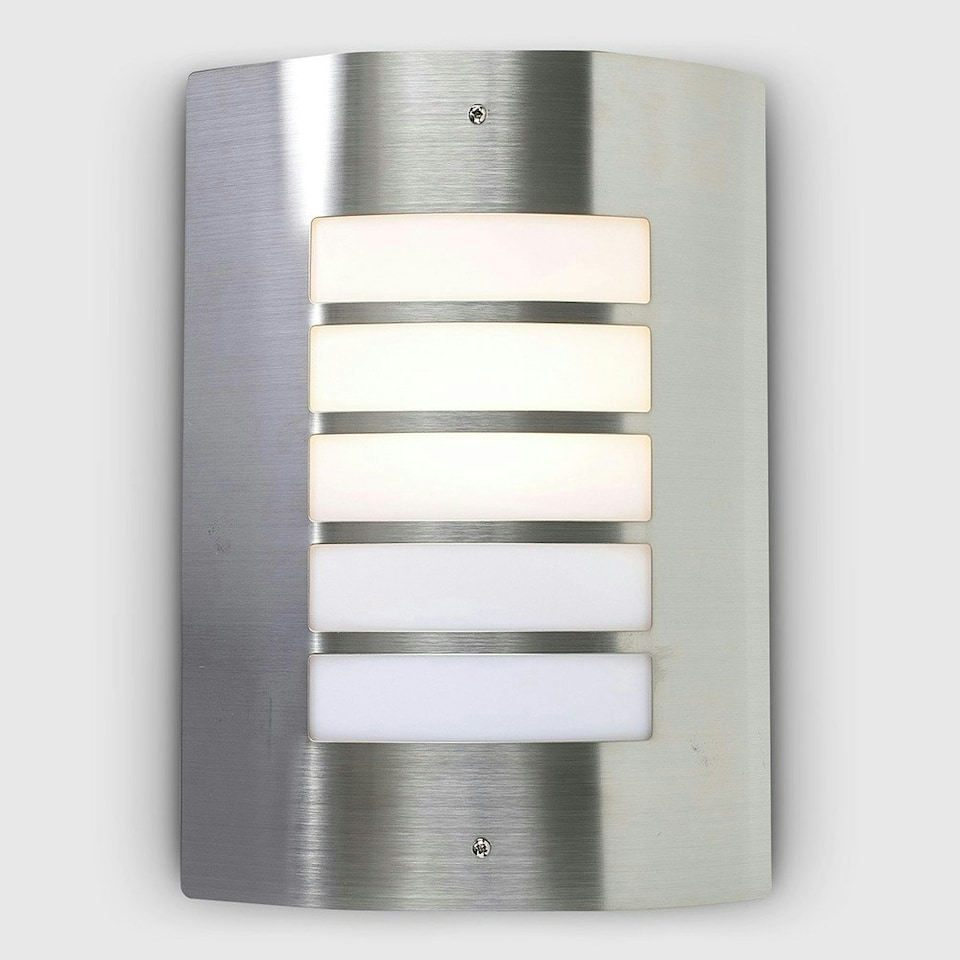 image 1 of ValueLights Medlock Bulkhead light Brushed Silver Bulkhead Light and E27 GLS LED 15W Cool White 6500K Bulb