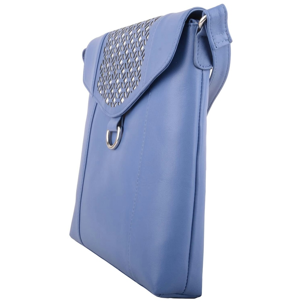 image 1 of Leather Magnetic Fastening Adjustable Strap Cross Body Shoulder Bag Blue | Slate/Blue