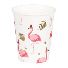Flamingo Gold Foil Paper Cups 210ml - Pack of 10