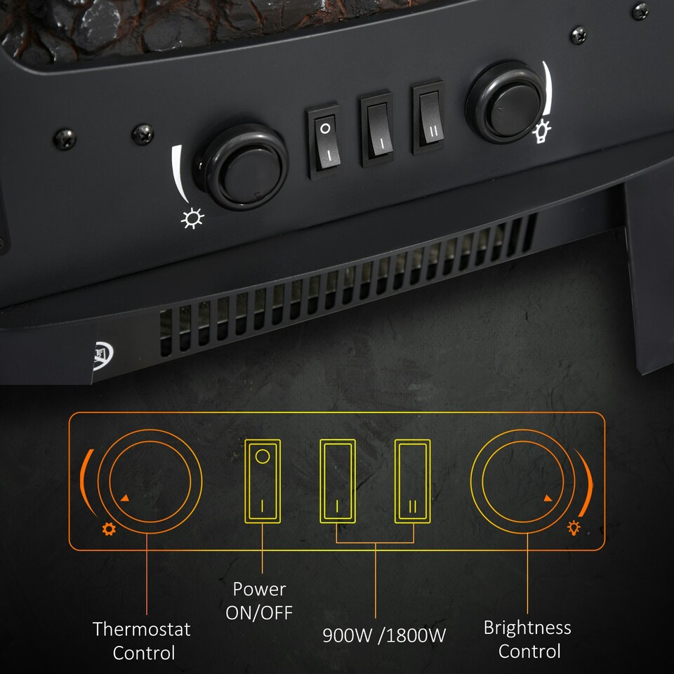 image 1 of HOMCOM 900W/1800W Freestanding Electric Fireplace w/ Adjustable Artificial Flame