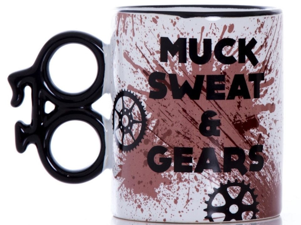 image 1 of Muck Sweat & Gears 14oz Mug With Bike Shaped Handle