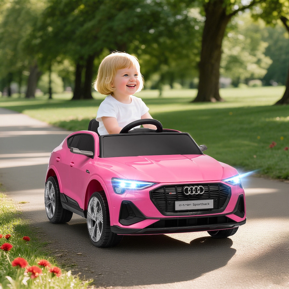 image 1 of HOMCOM Audi E-tron Licensed 12V Kids Electric Ride on, Electric Car for Kids, with Parental Remote, Music Lights MP3, Suspension Wheels, for 3-5 Years, Pink | Pink