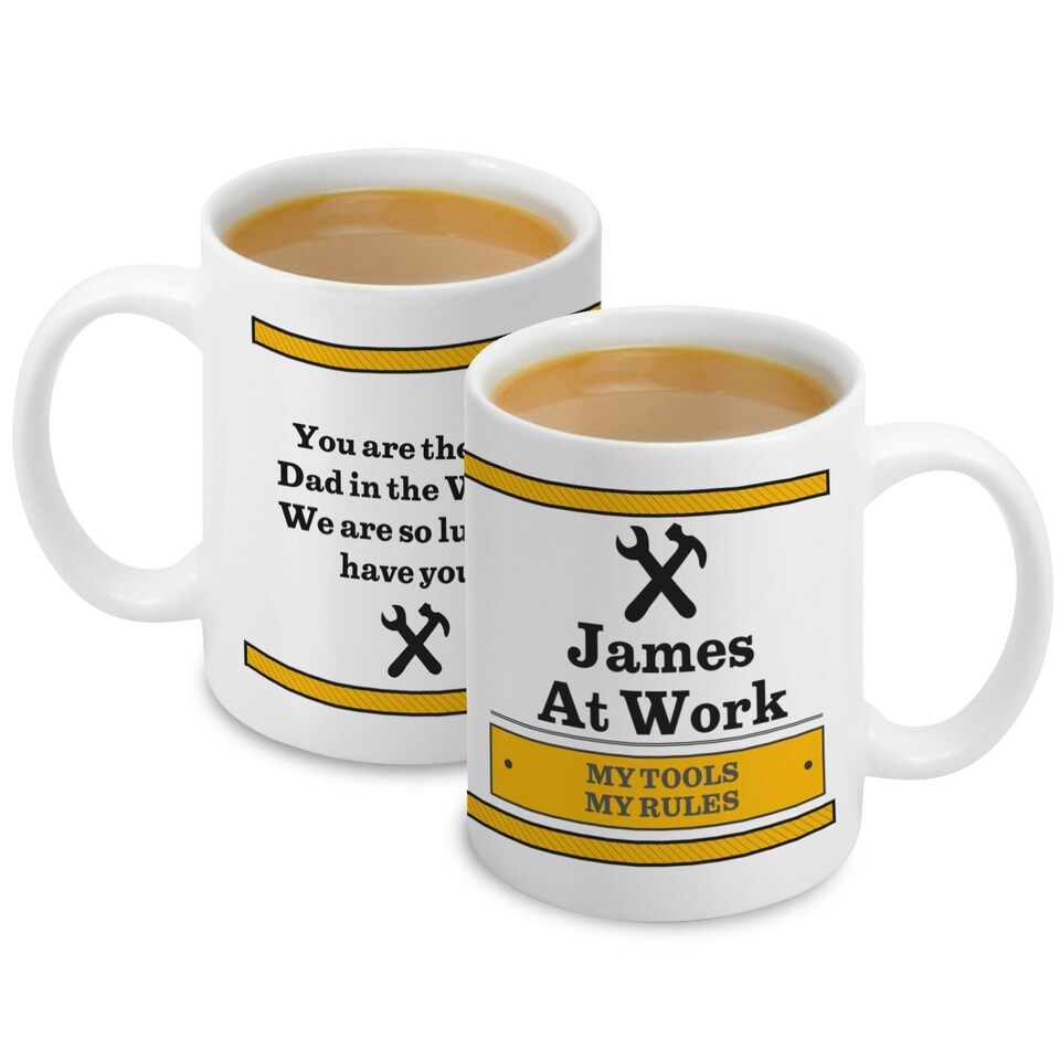 image 1 of Personalised Man At Work Mug White