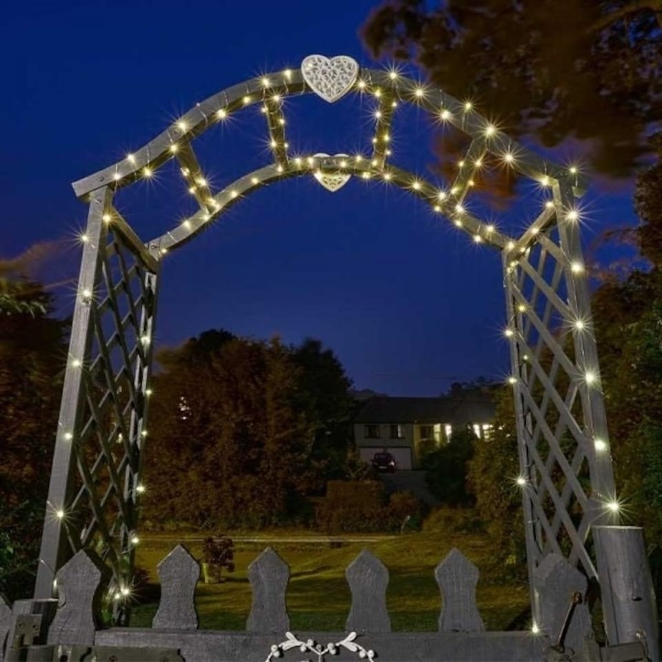 image 1 of Solar Powered 200 LED Warm White Firefly String Lights | Clear | 1