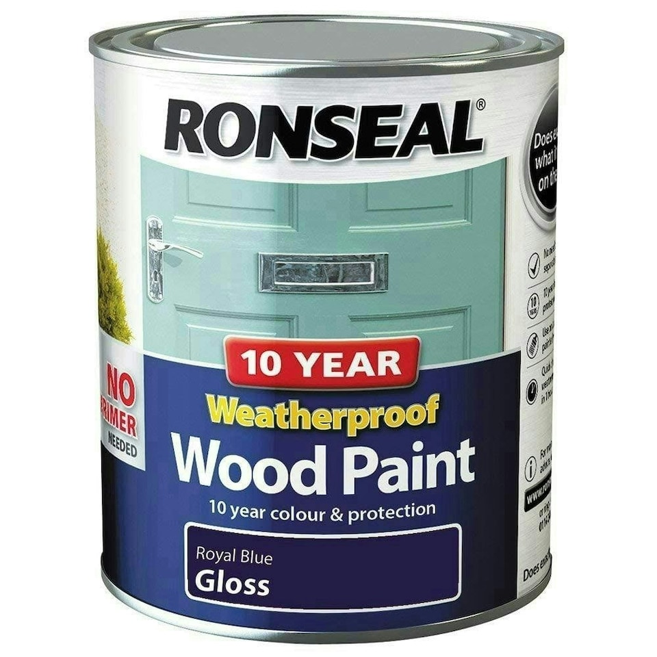 10 Year Weatherproof Wood Paint Royal Blue Gloss 750ml - RSL38777
