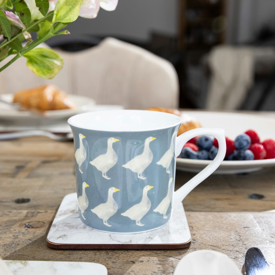 image 1 of KitchenCraft Fine Bone China Geese Mug | Blue
