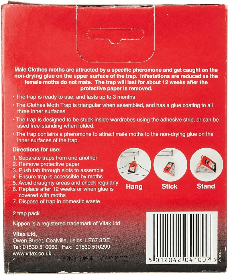 image 1 of Nippon Clothes Moth Traps Twin Pack - lasts for 3 months