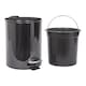 image 4 of Harbour Housewares Bathroom Bin & Toilet Brush Set - 5L - Black - Round Stainless Steel Slim Trashcan Rubbish Bin & Brush