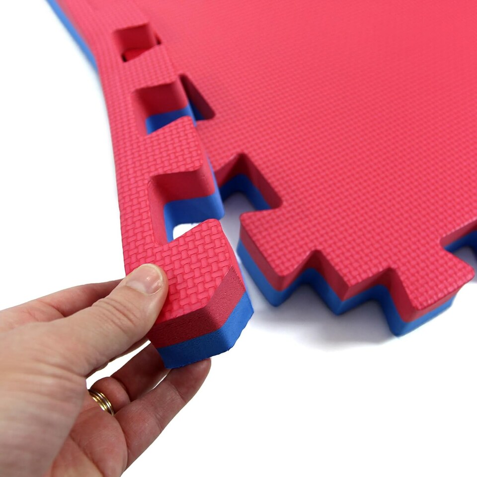 image 1 of Actiasmat Exercise Mat, 40mm Thick, Red/Blue, Interlocking Mat for Martial Arts and Fitness (Multi, 40 mm x 1 Square Meter)