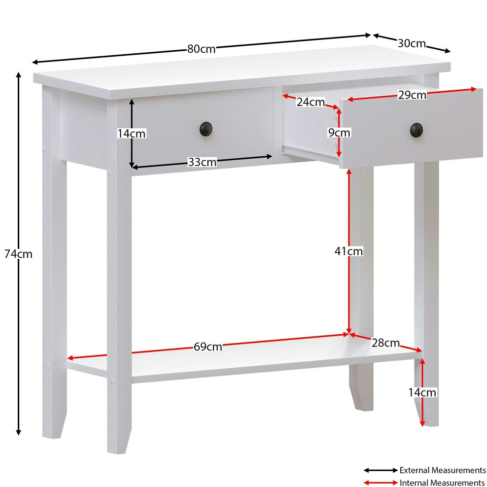 image 1 of Vida Designs Windsor 2 Drawer Console Table With Shelf, White