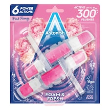 Astonish Pink Peony Foam & Fresh Toilet Rim Block Cleaning Action Odour Control