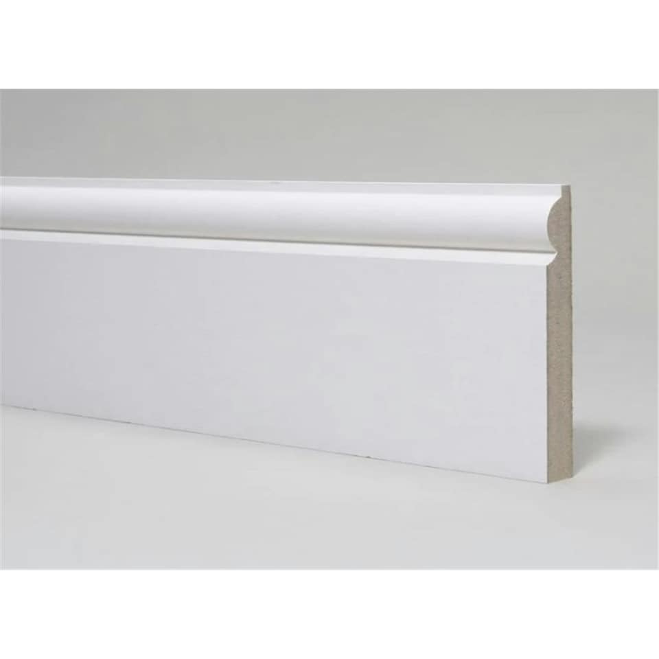 image 1 of PACK OF 5 (Total 5 Units) - 18mm x 119mm White Primed MDF Torus Skirting Board - 2700mm Length