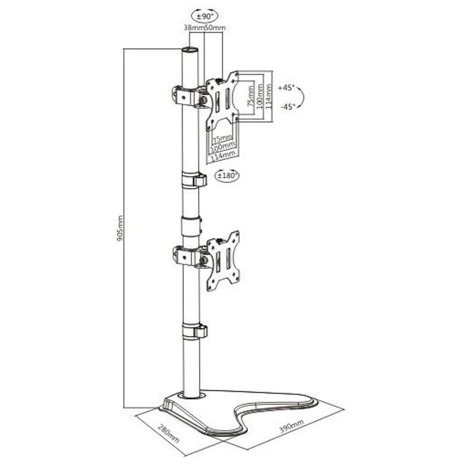 image 1 of TekBox Dual Screen Vertical Monitor Mount