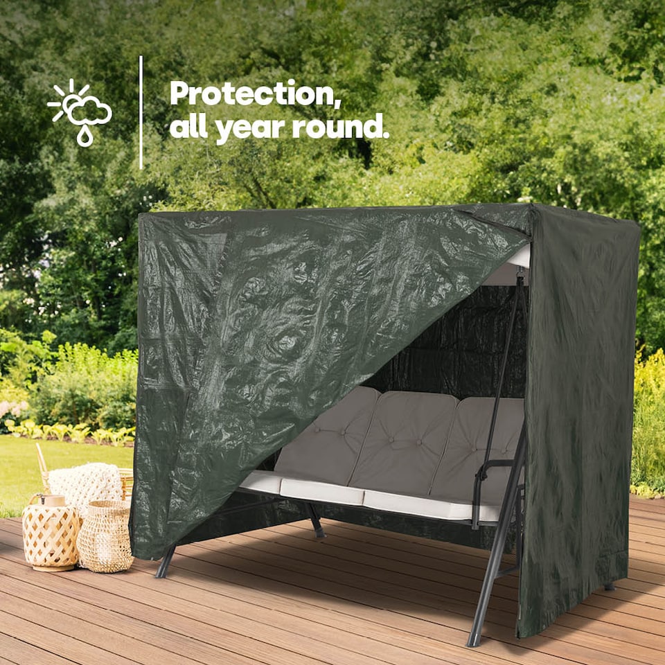 image 1 of 3-Seater Garden Swing Cover Green