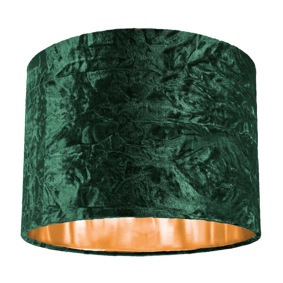 image 1 of Modern Green Crushed Velvet 10 Inch Table-Pendant Lampshade with Shiny Copper Inner | Green