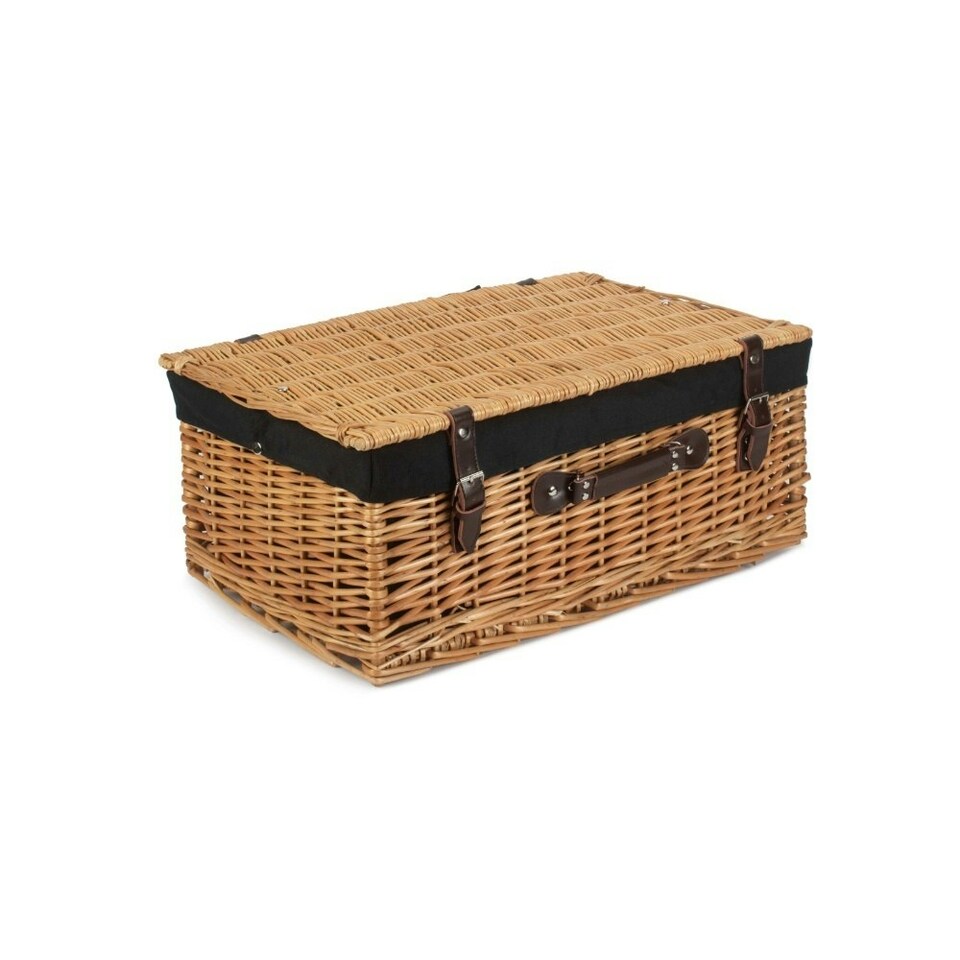 image 1 of 55cm Buff Picnic Basket with Lining Black | Black | One Size