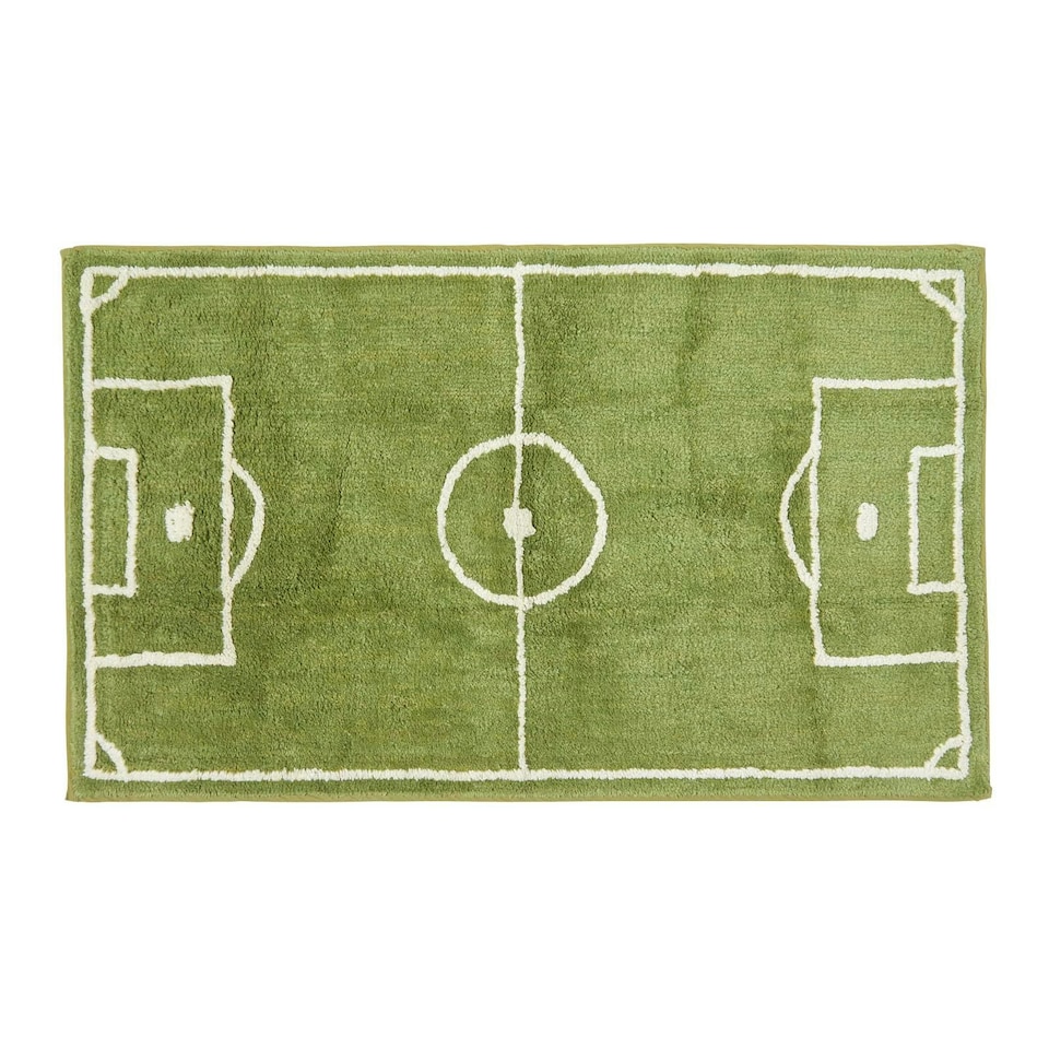 image 1 of Homescapes Cotton Tufted Washable Football Pitch Kids Rug