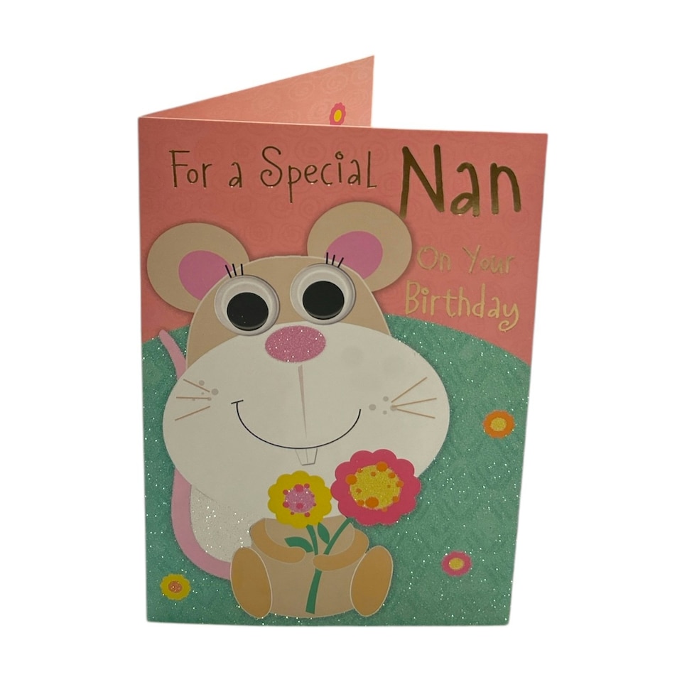 image 1 of For A Special Nan Mouse with Flower Design Birthday Card