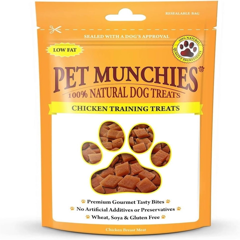 image 1 of Pet Munchies Chicken Dog Training Treats, Natural Grain Free Tasty Bites Made Real Meat, Low in Fat 50g (Pack of 8)