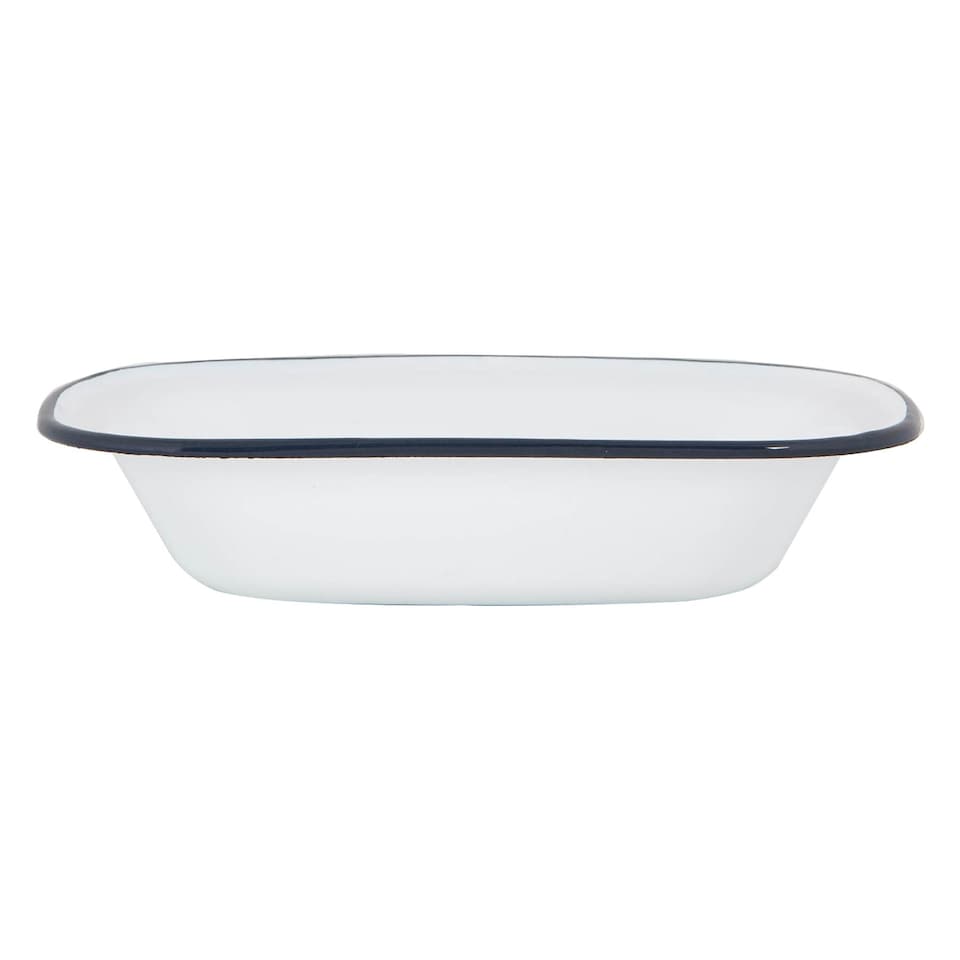 image 1 of Argon Tableware White Enamel Pie Dish - 25.5cm - Navy