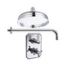 Balterley Everi Traditional Concealed Thermostatic Crosshead Shower Valve MixerRound Shower Head Shower Set