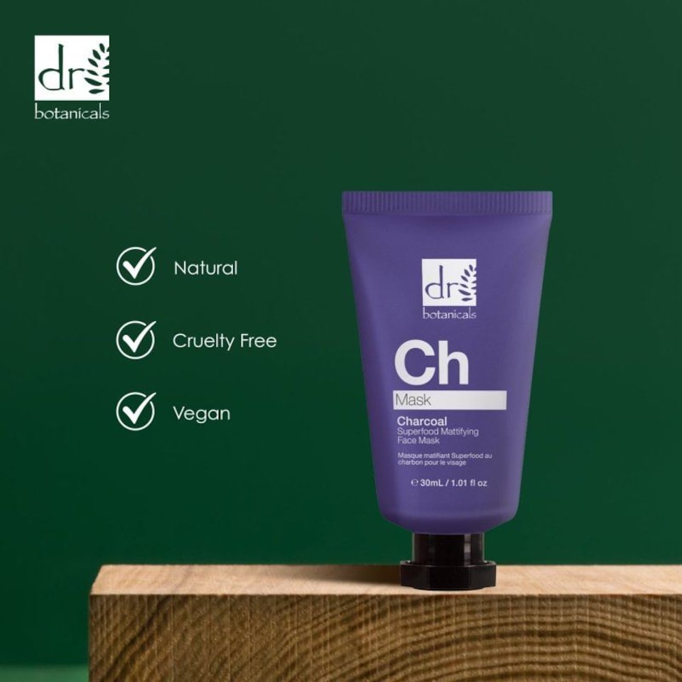 image 1 of Dr. Botanicals Advanced Charcoal Superfood Anti-Ageing Mattifying Face Mask 30ml for Fine Lines, Wrinkles, Dullness